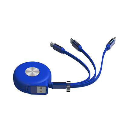 Black Red Blue 1m 3A Fast Charging USB Cables Multi 3 in 1 lightning